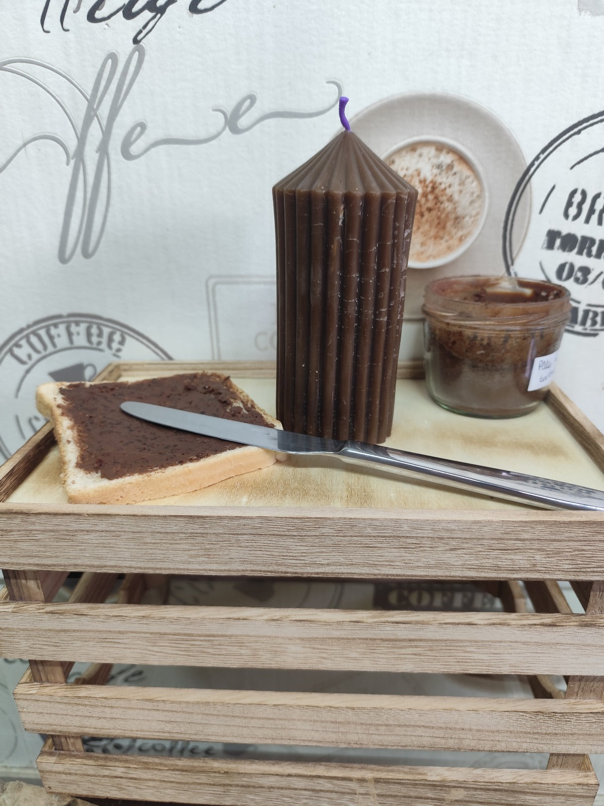 Bougie Cire d'abeille - Grande colonne - Chocolat noisette