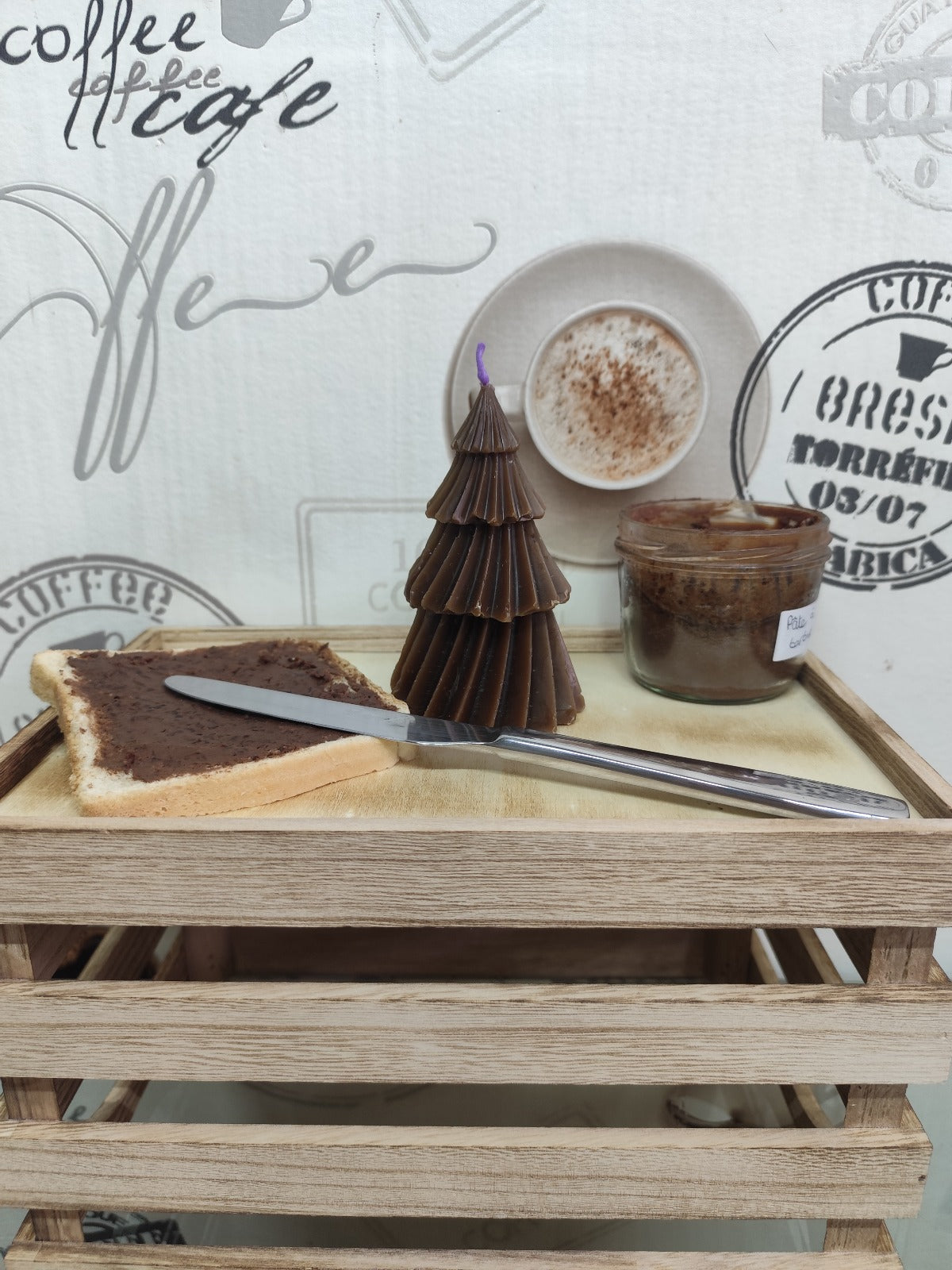 Bougie Cire d'abeille - Grand sapin - Chocolat noisette