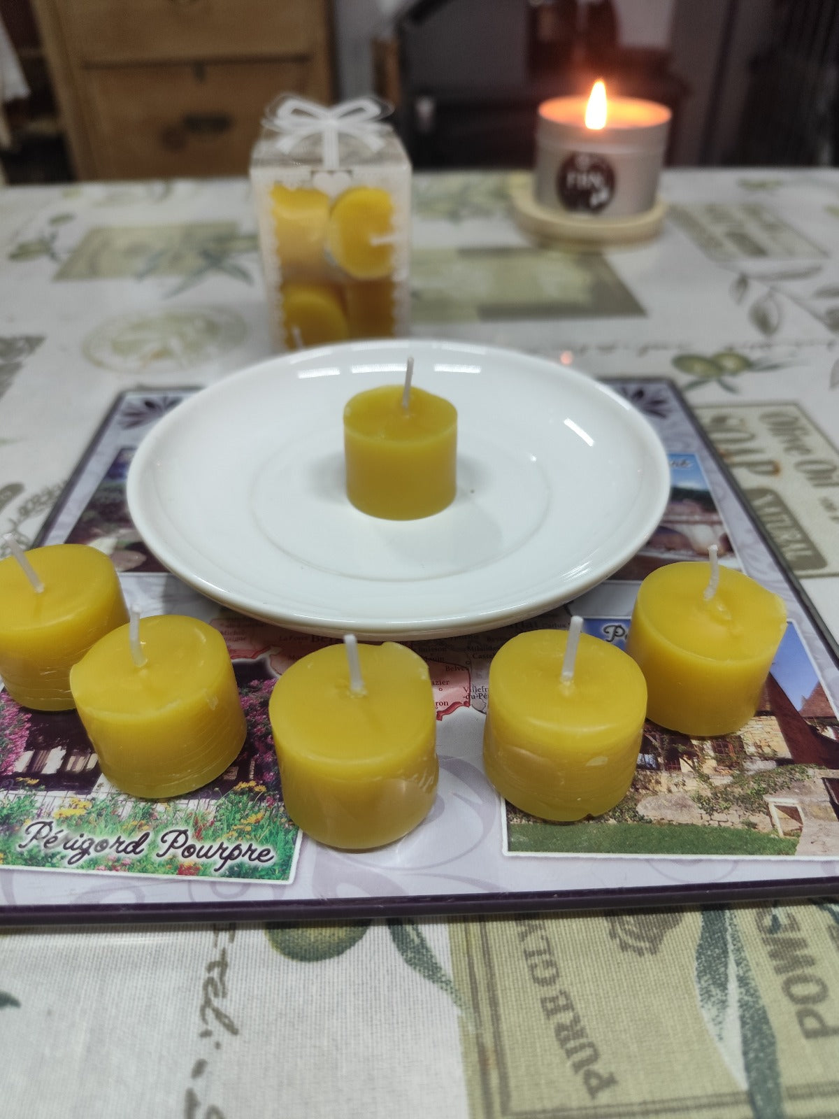 Bougie Cire d'abeille - Chauffe plat (X6)