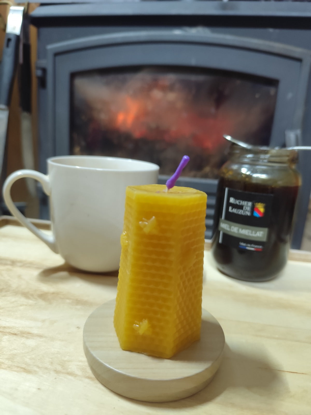 Bougie octogonal en cire d'abeille