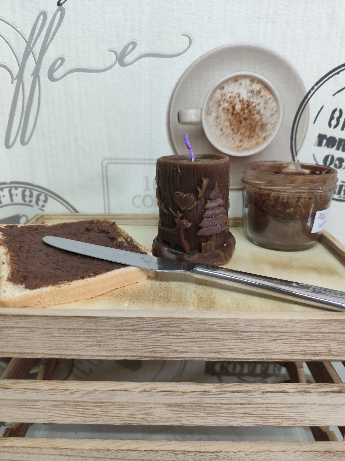 Bougie Cire d'abeille - Renne Père Noël - Chocolat noisette