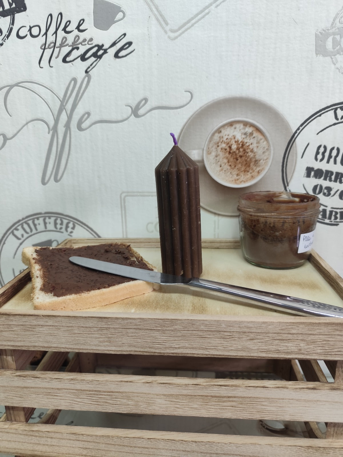 Bougie Cire d'abeille - petite colonne  - Chocolat noisette