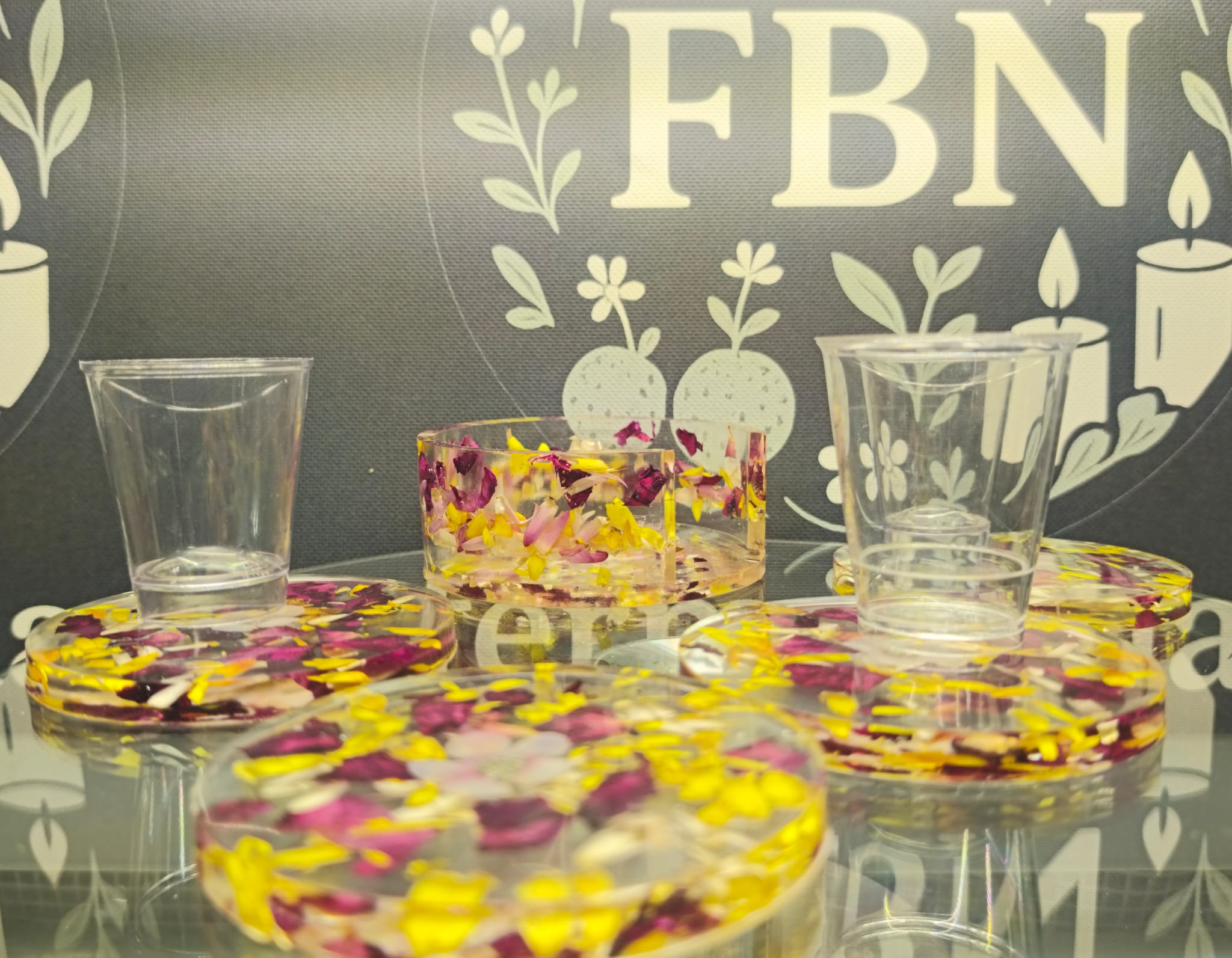 Création artisanale Repose verre avec support rangement 4