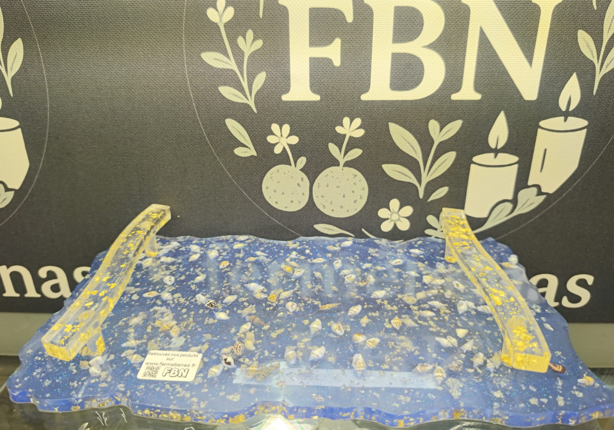 Création artisanale - Plateau en résine avec poignées