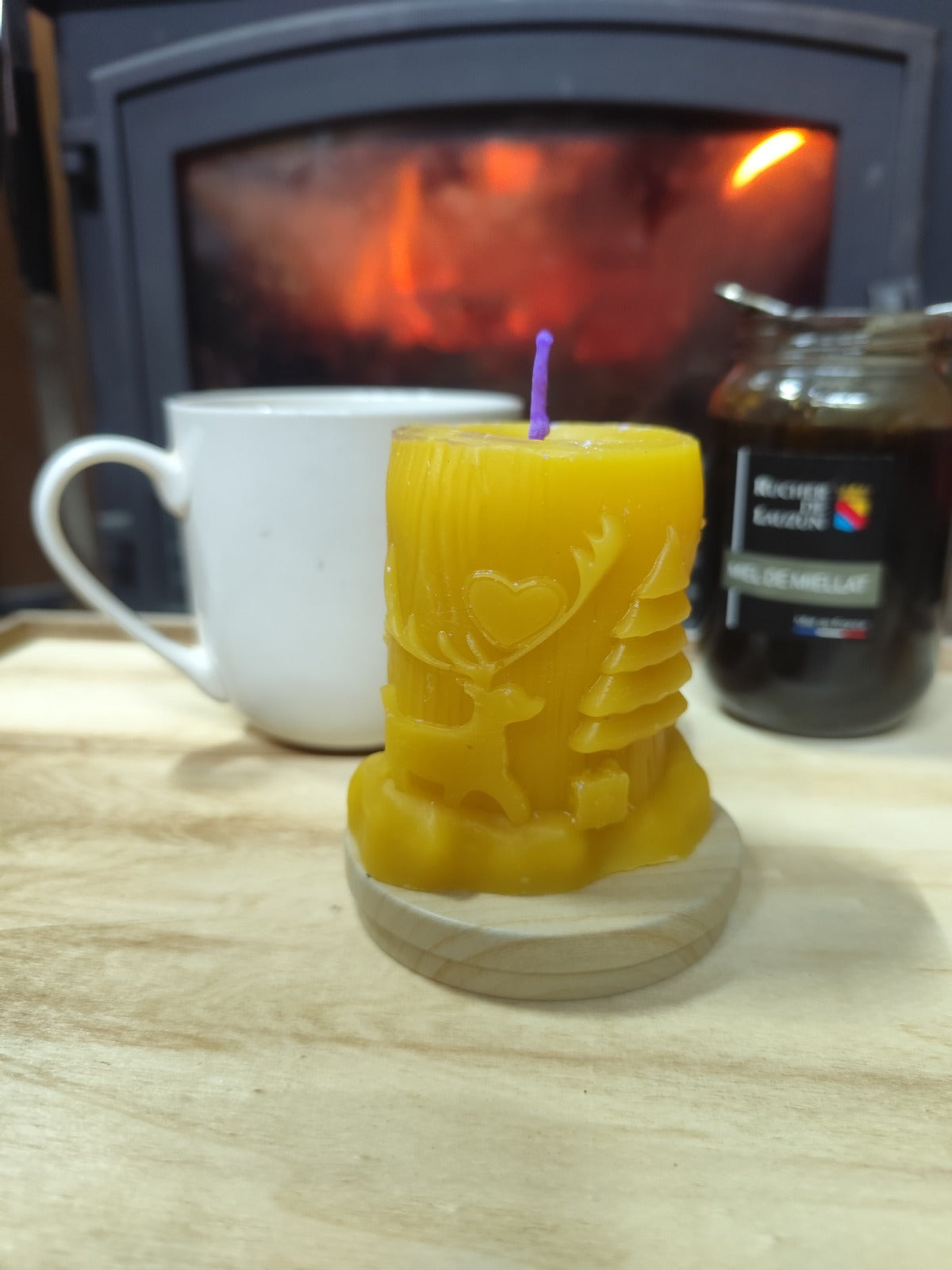 Bougie Cire d'abeille - Renne Père noël