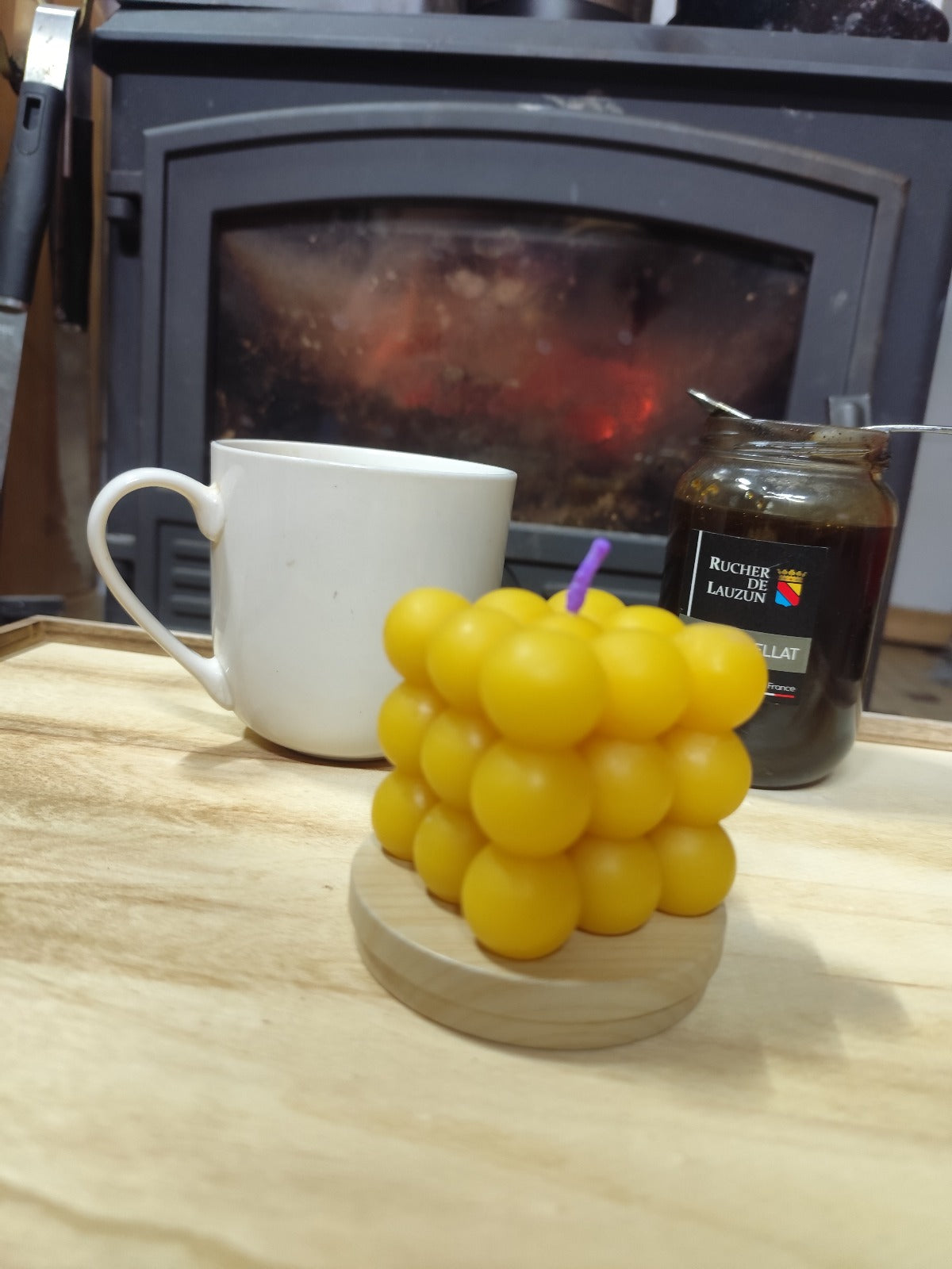 Bougie Cire d'abeille - Petite bulles