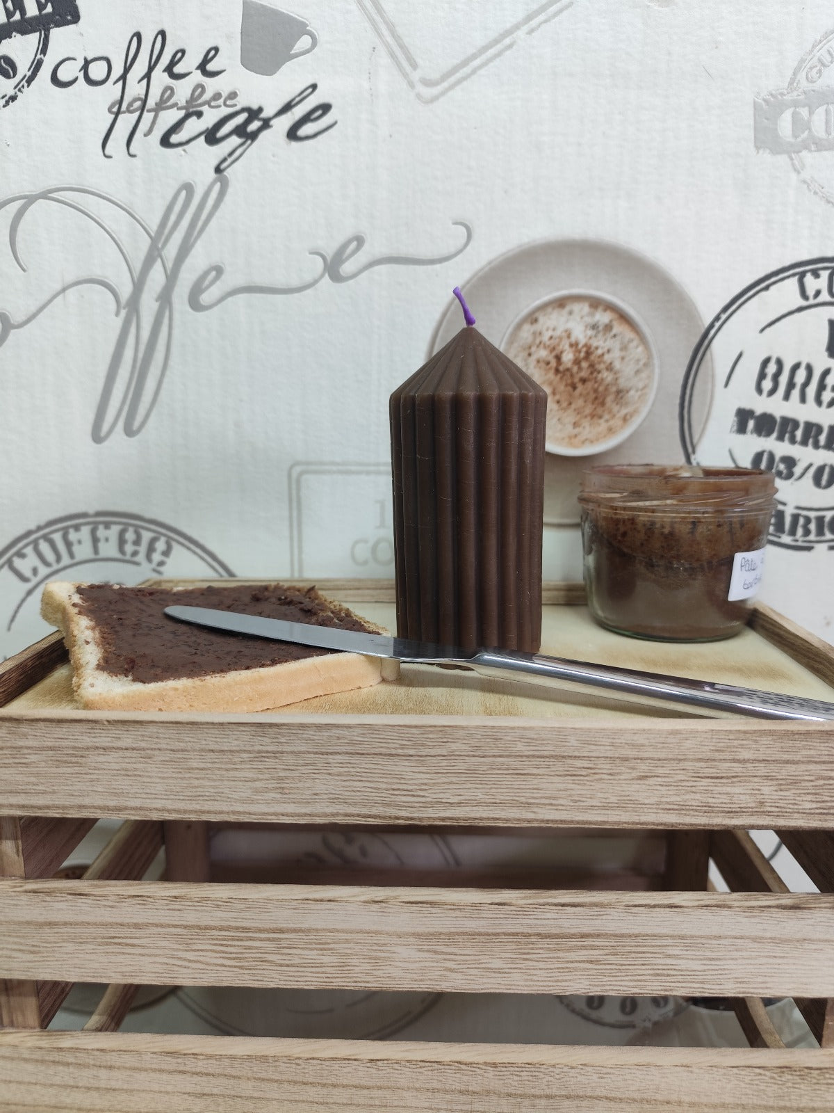 Bougie Cire d'abeille - Colonne - Chocolat noisette