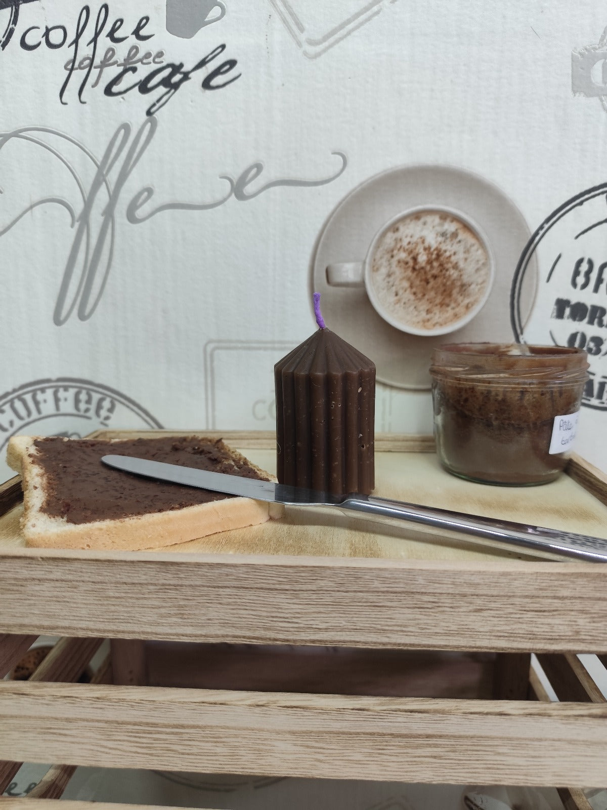 Bougie Cire d'abeille - large colonne - Chocolat noisette