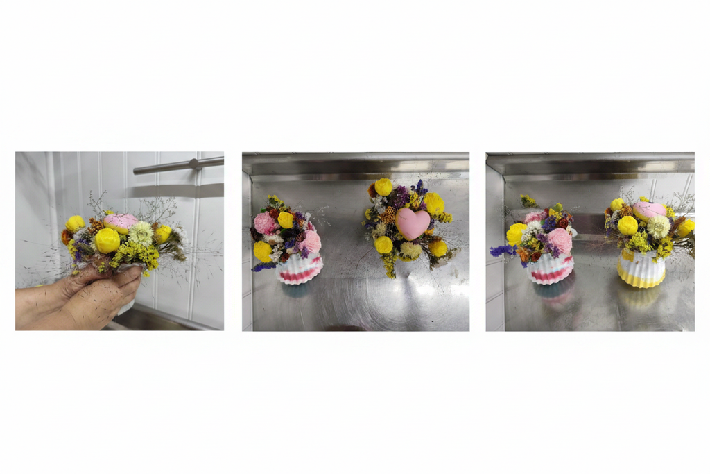 Collage bouquets fleurs séchées