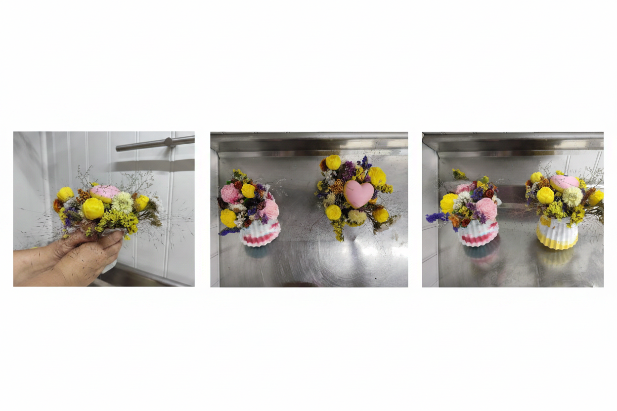 Collage bouquets fleurs séchées