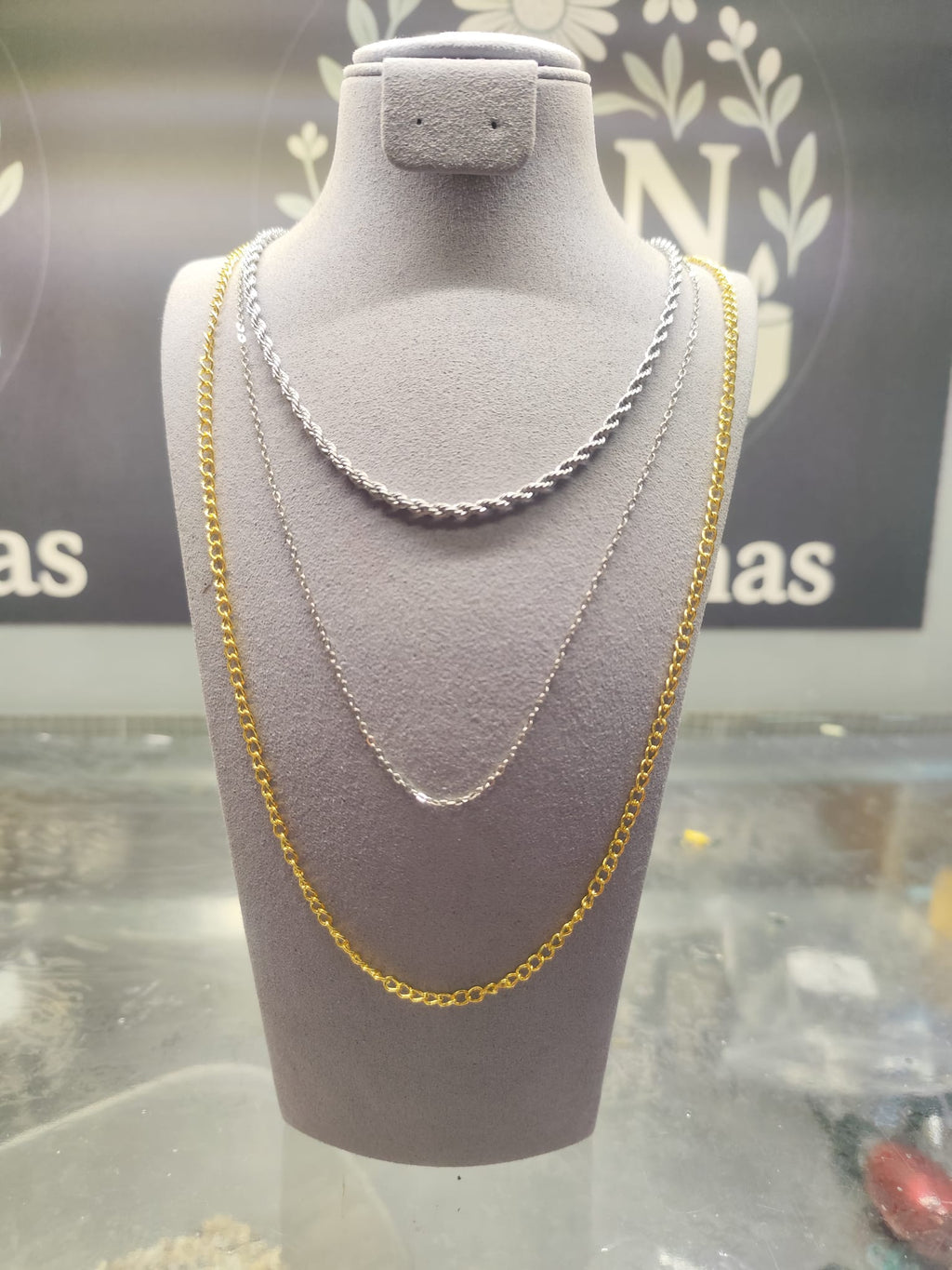 Colliers de rechange – acier inoxydable, plaqué argent 925 ou plaqué or (différentes tailles)