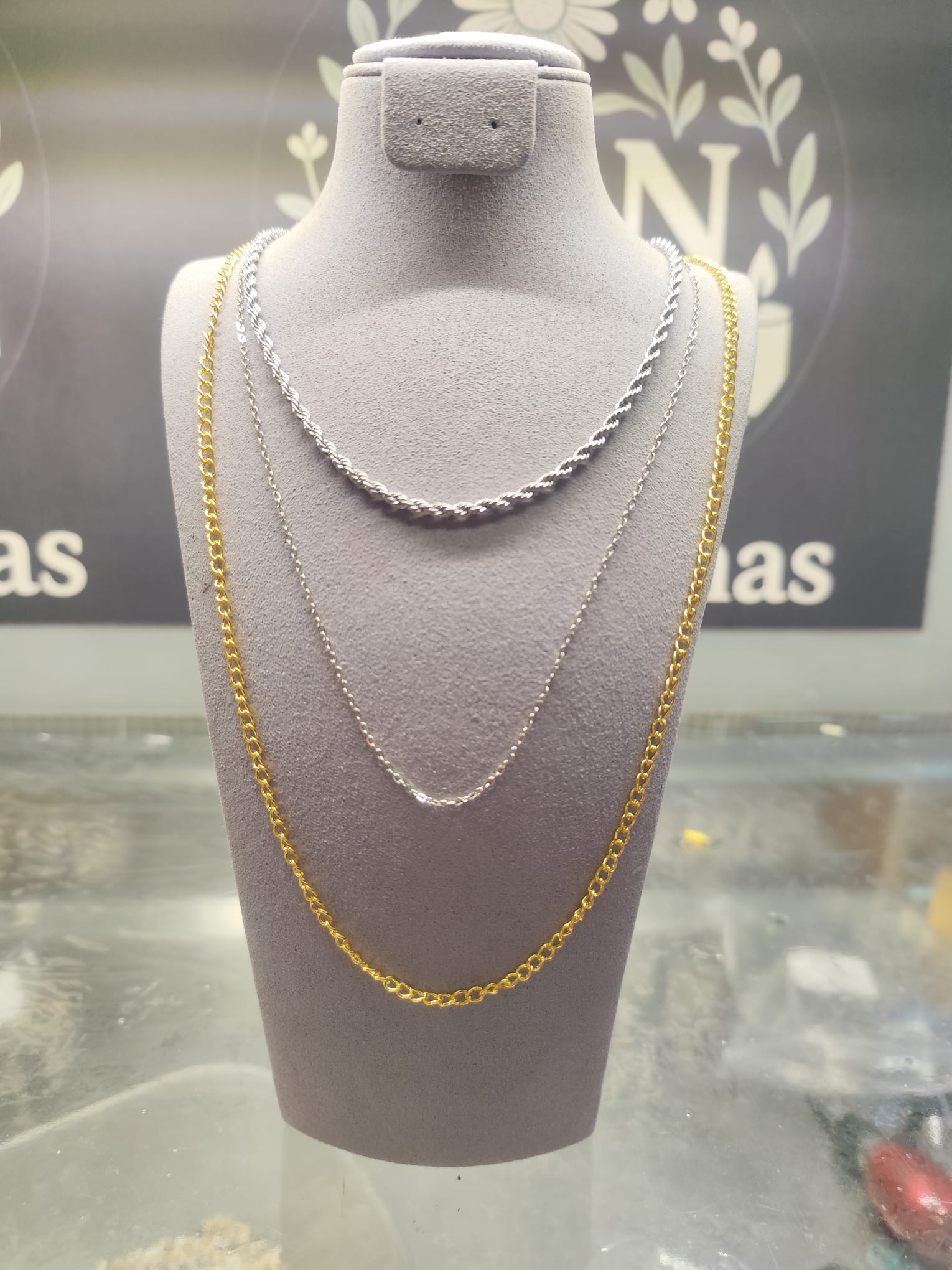 Colliers de rechange – acier inoxydable, plaqué argent 925 ou plaqué or (différentes tailles)