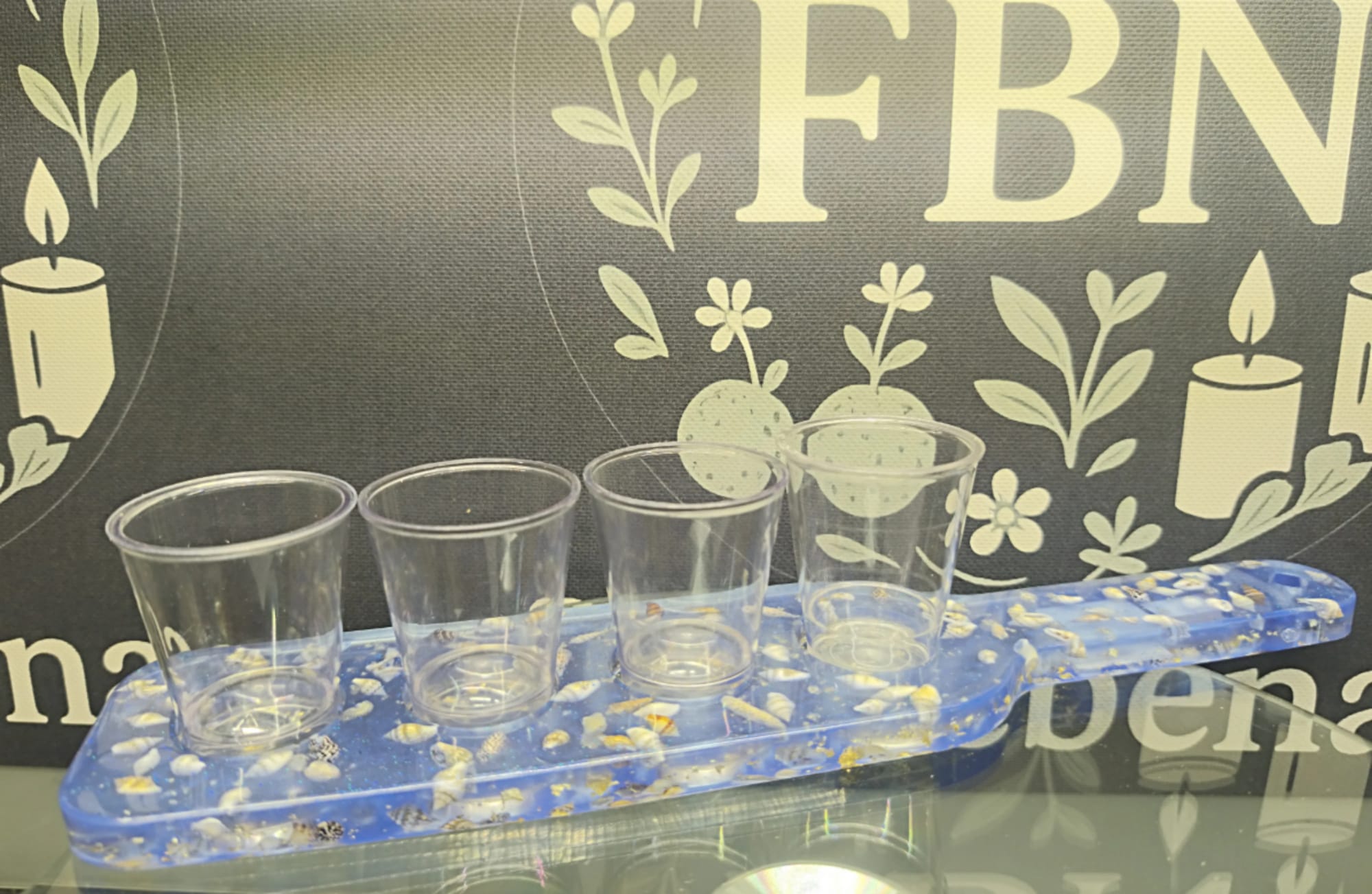 Création artisanale - Plateau repose verres 3 (verres non fournis)