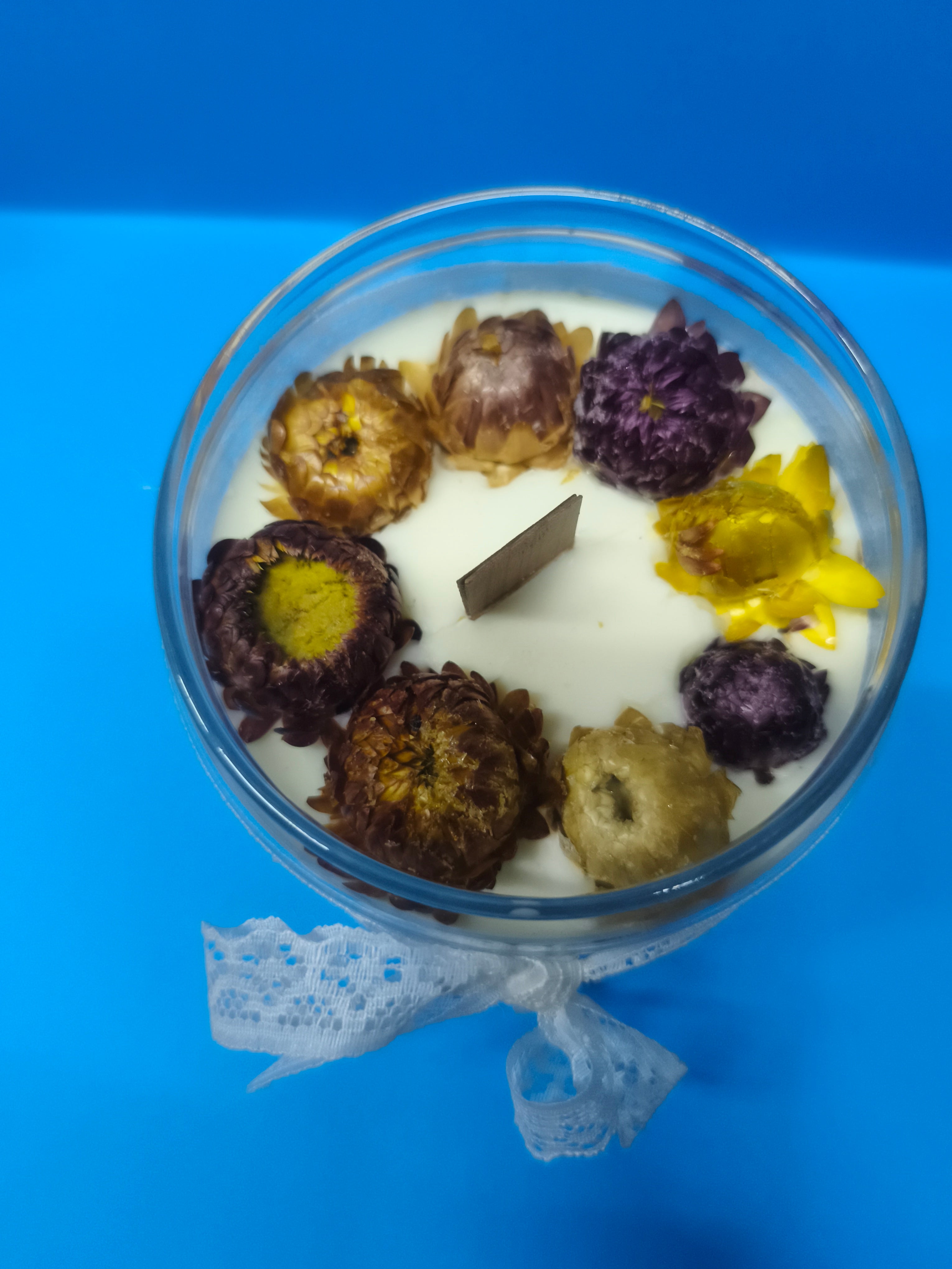 Bougie cire colza aux fleurs séchées - Instant plaisir