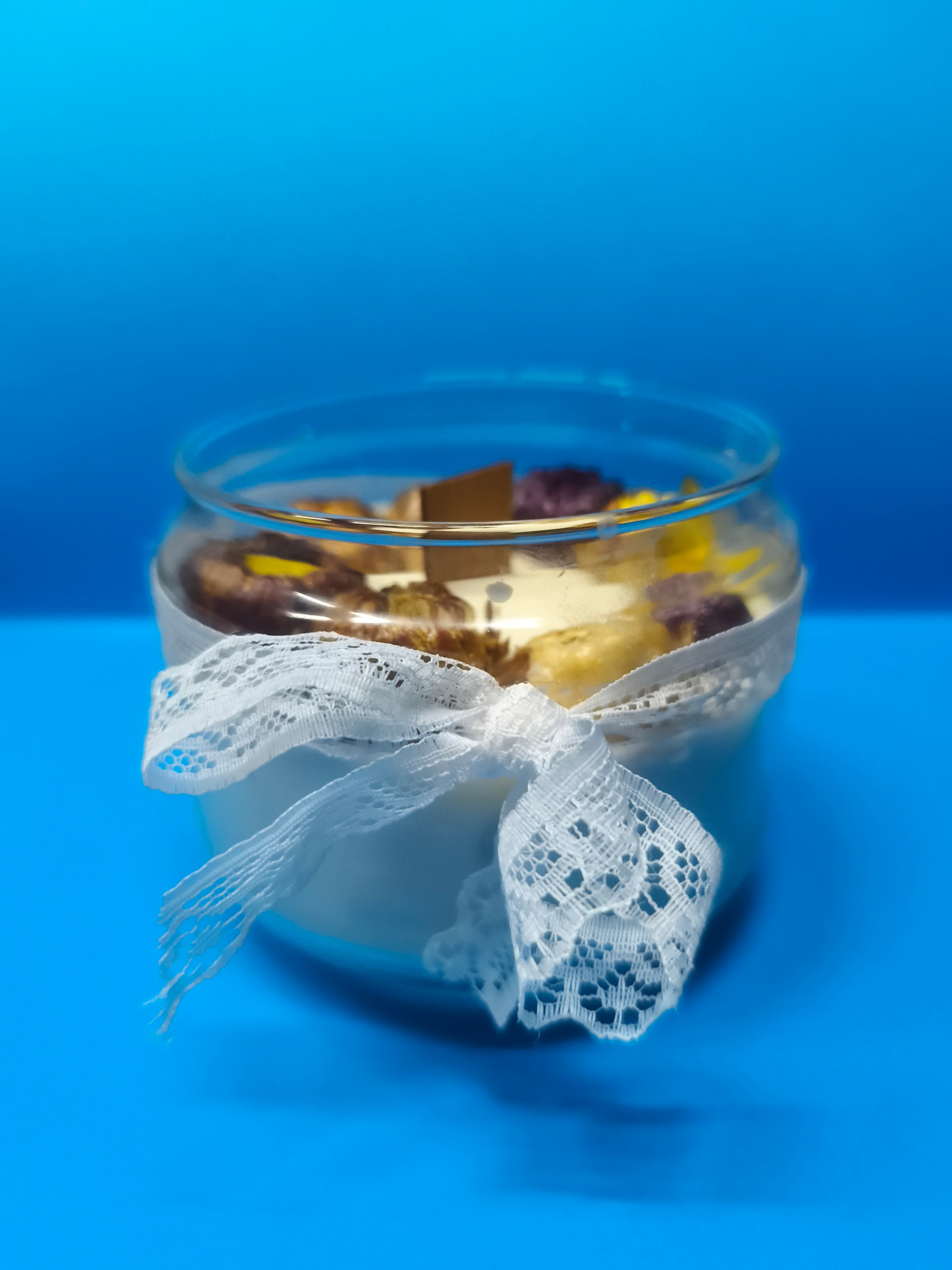 Bougie cire colza aux fleurs séchées - Instant plaisir