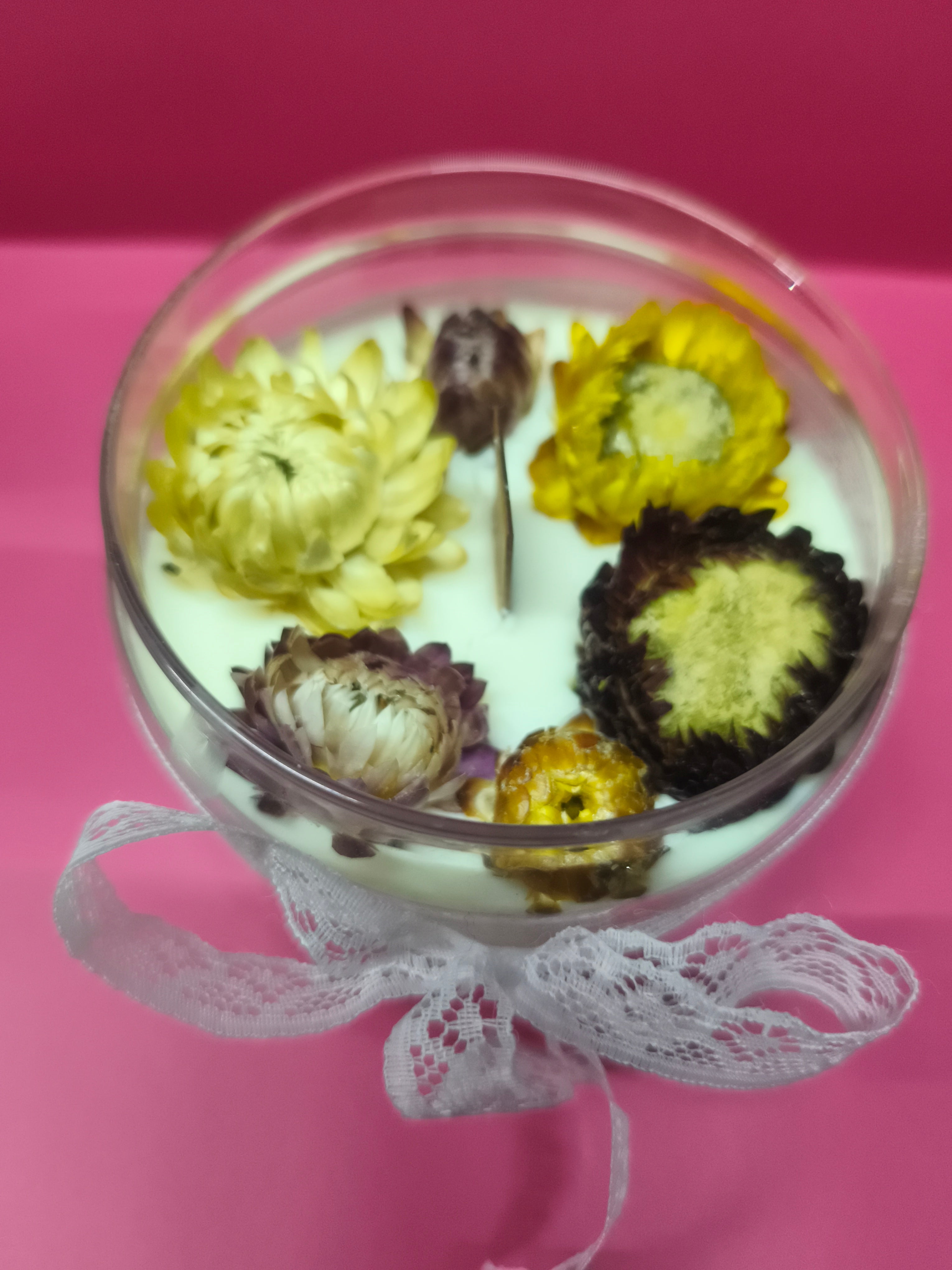 Bougie cire colza aux fleurs séchées - Aloe Vera