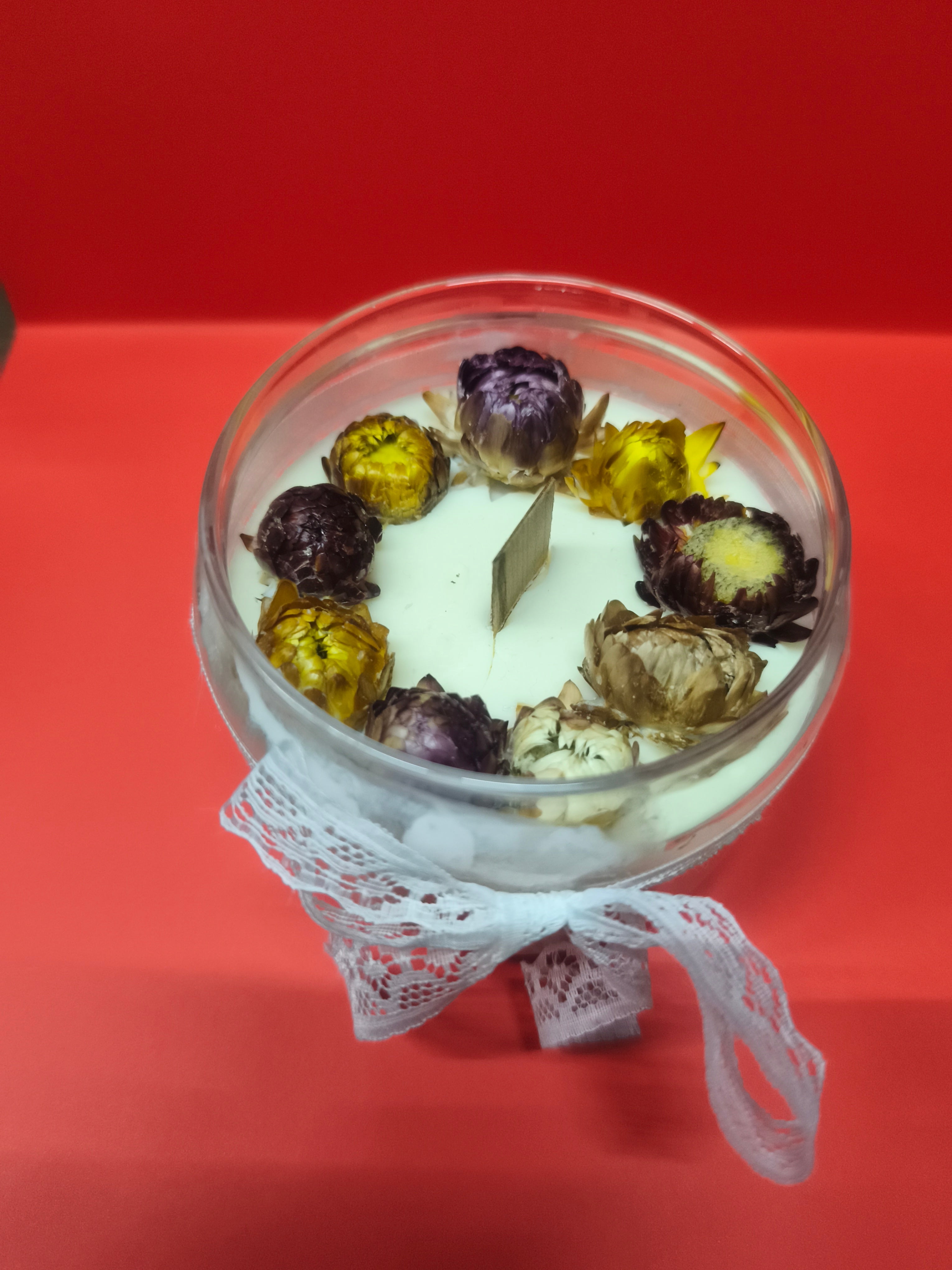 Bougie cire colza aux fleurs séchées - Vanille