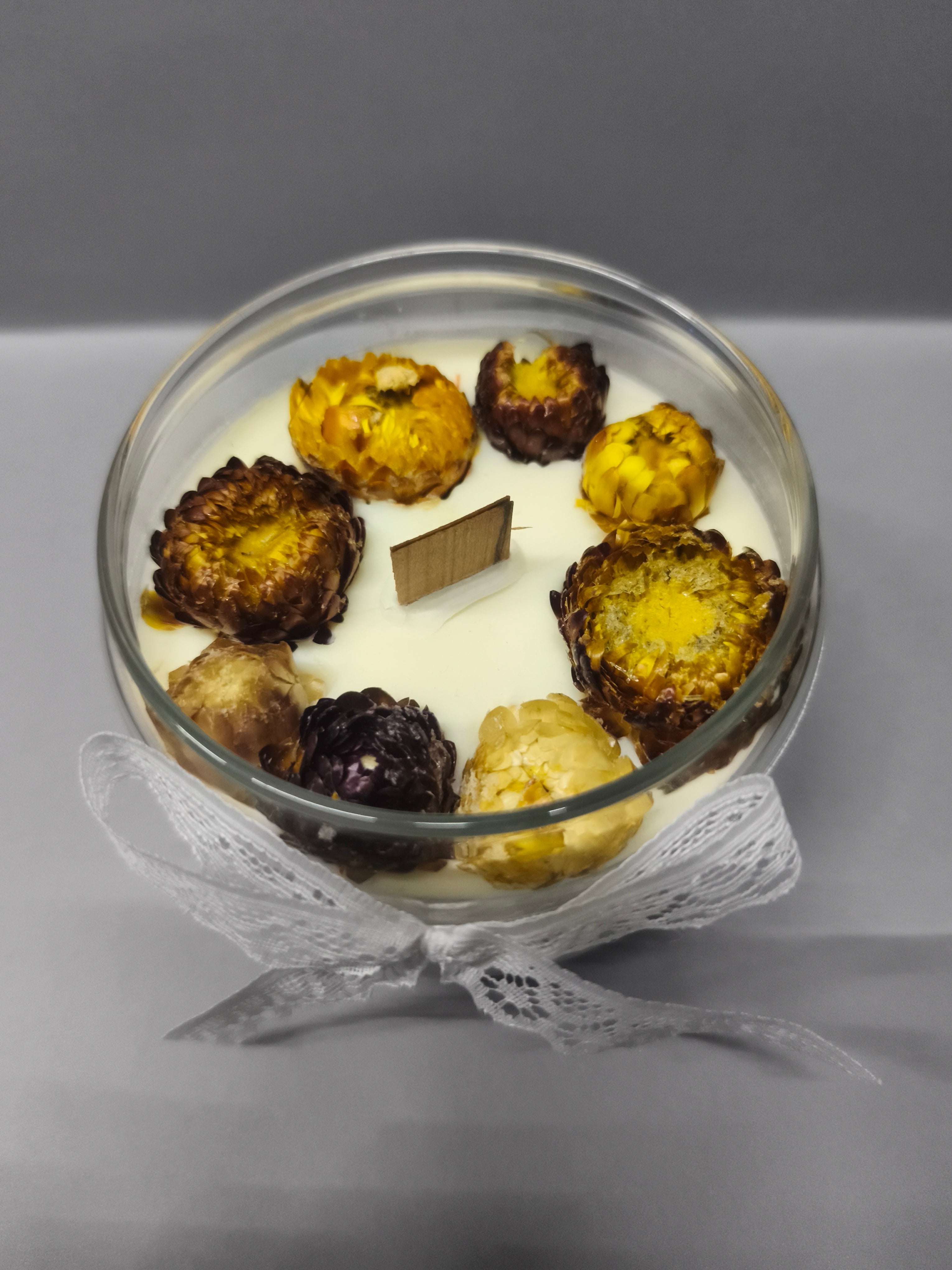 Bougie cire colza aux fleurs séchées - Cèdre